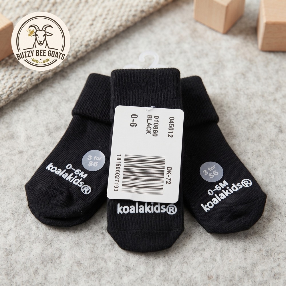 Koala Kids Basics Infant Socks (3-Pack) - Size 0-6 Months - Black